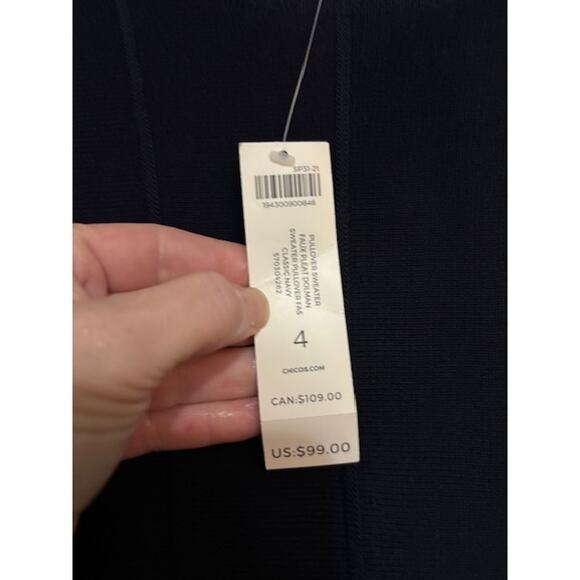 NWT Chicos Womens Size 4 XXL Pullover Sweater Dolman Sleeve Navy Blue NWT - Picture 5 of 7